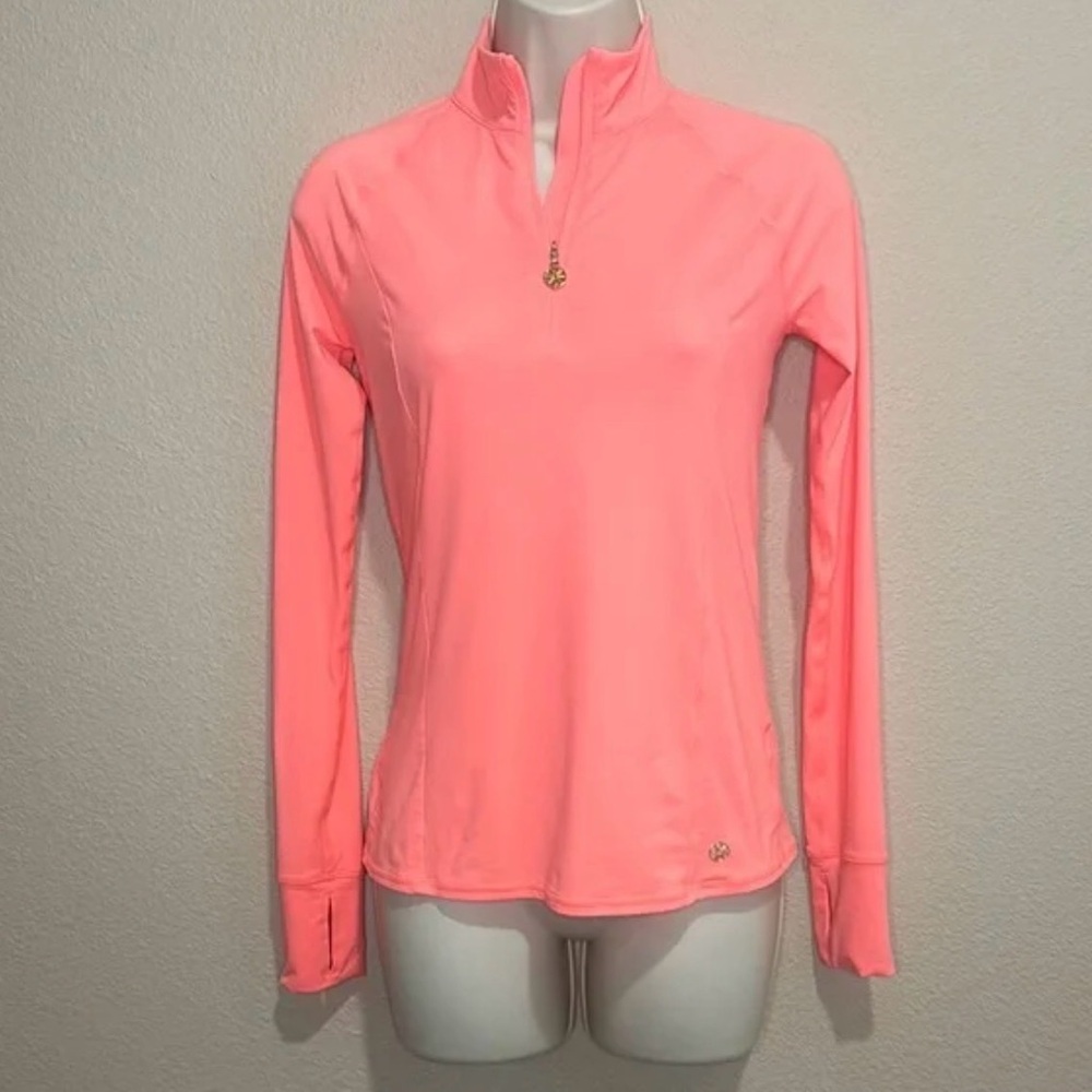 Lilly Pulitzer Coral Long Sleeve Quarter-Zip Top